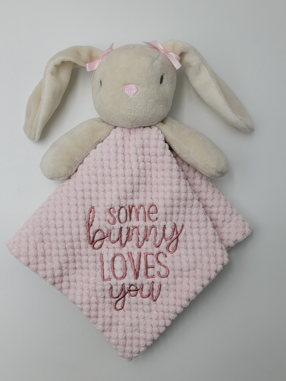 Baby Essentials Lovey "Some Bunny Loves You" Pink Security Blanket Rabbit Soft
